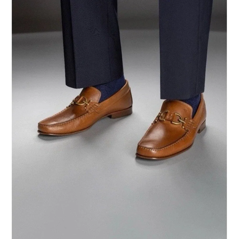 Donald J Pliner Men's Dacio Dipped Calf Loafer Saddle Tan Brown Size 11